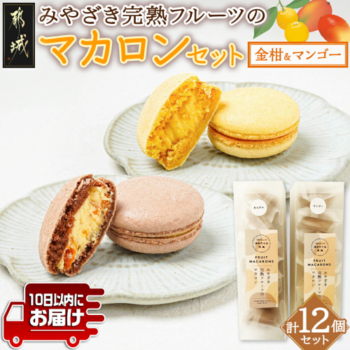 みやざき完熟フルーツのマカロンセット(金柑&マンゴー)≪みやこんじょ特急便≫_AO-J7-007-Q