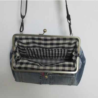 ふるさと納税 豊能町 手作り　デニムカジュアルリメイクがま口バッグ　08 |  | 02