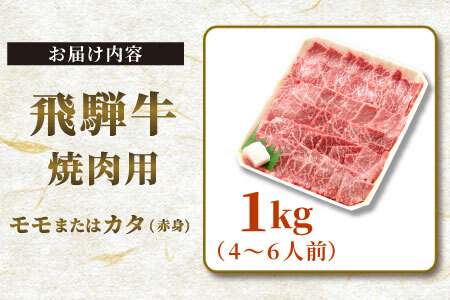 贅沢！ 飛騨牛 モモまたはカタ 焼肉用 1kg 4～6人前 牛肉 和牛 肉 焼肉 BBQ 霜降り カルビ 赤身 モモ カタ 東白川村 岐阜 養老ミート