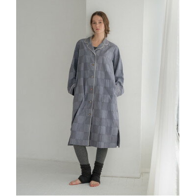 【ふるさと納税】【洗える/柔らか素材/草木染め】チェックワンピースパジャマ　ログウッドブルー【1694972】