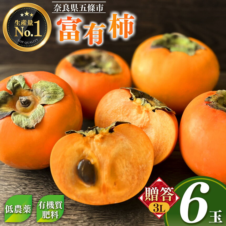 【ふるさと納税】贈答品 富有柿 6玉入り 3Lサイズ | フルーツ 果物 くだもの 柿 かき カキ 奈良県 五條市 ※ 11月上旬 発送