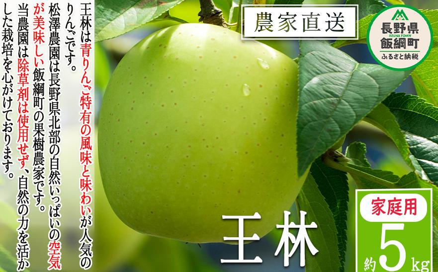 
りんご 王林 家庭用 5kg 松澤農園 沖縄県への配送不可 2024年11月中旬頃から2024年12月上旬頃まで順次発送予定 令和6年度収穫分 長野県 飯綱町 [0500]
