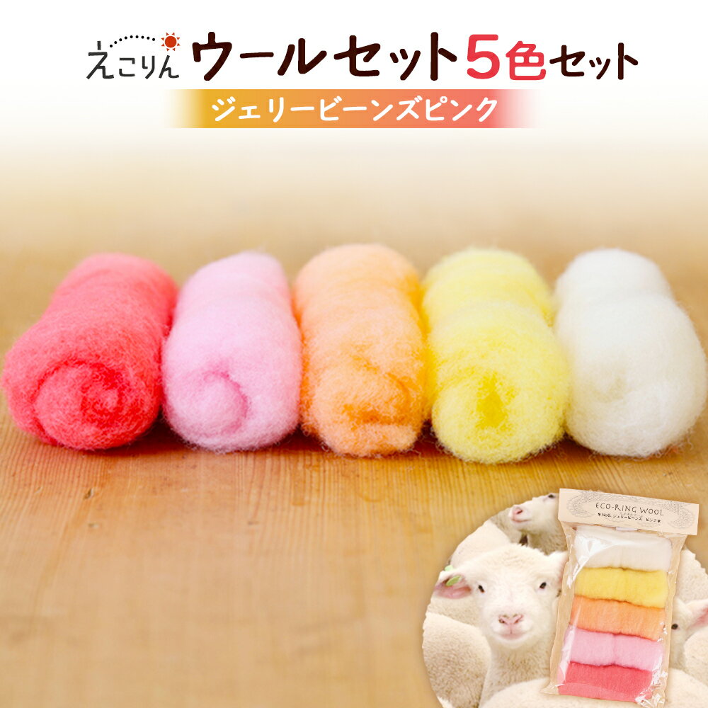 【ふるさと納税】えこりんウールセット《白とジェリービーンズ　ピンク》 手芸キット ウール 生地 手芸 手作り ふるさと納税 北海道 恵庭 恵庭市【19004901】