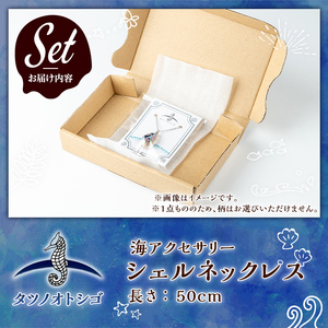 海アクセサリー シェルネックレス (1個) アクセサリー ネックレス ハンドメイド 手作り 首飾り ギフト プレゼント 贈り物 貝殻 1点もの オリジナル 数量限定 【タツノオトシゴ】as50-007