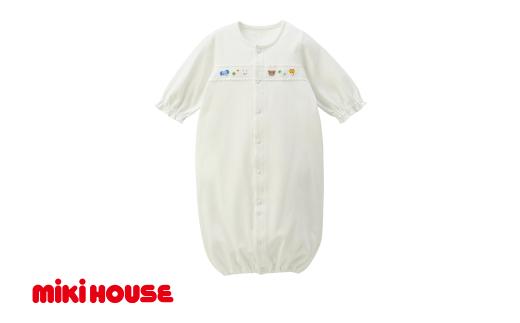 ミキハウス どうぶつ刺繍ツーウェイオール 白－50～70cm  （40-2689-689） 【 ミキハウス mikihouse 子供服 子ども服 ツーウェイオール 白 ピンク ブルー 上品 柔らかい 丈夫 長持ち 綿100％ シンプル ギフト お祝い プレゼント ベビー 国産 日本製 安心 安全 】