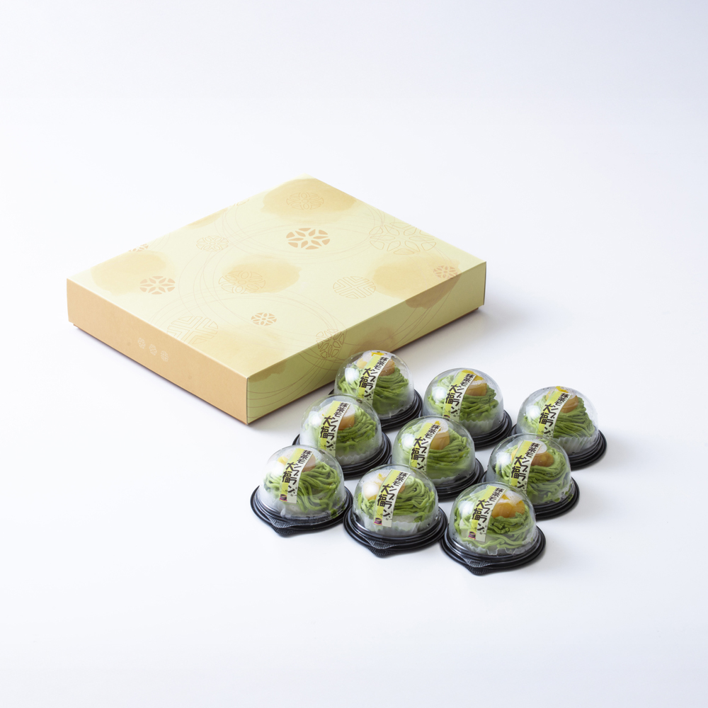【ふるさと納税限定】抹茶モンブラン大福 ９個入　皇室献上抹茶とメディアで話題の生クリーム大福のふるさと納税限定コラボ　富貴堂 萩村製茶│大福 モンブラン 抹茶 スイーツ 四日市市 ふるさと納税_イメー