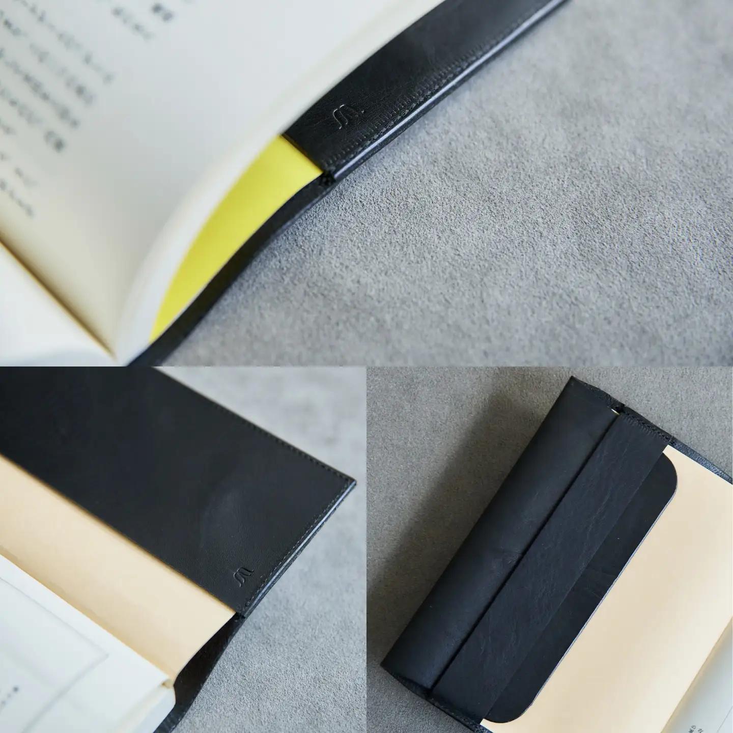 革 ブックカバー 四六判（ブラック）/ 革 ブックカバー 本 ブック カバー おしゃれ ビジネス プレゼント ギフト 日用品 四六判 革 革小物  黒 / 諫早市 / 伊東製靴店 /[AHCN013]