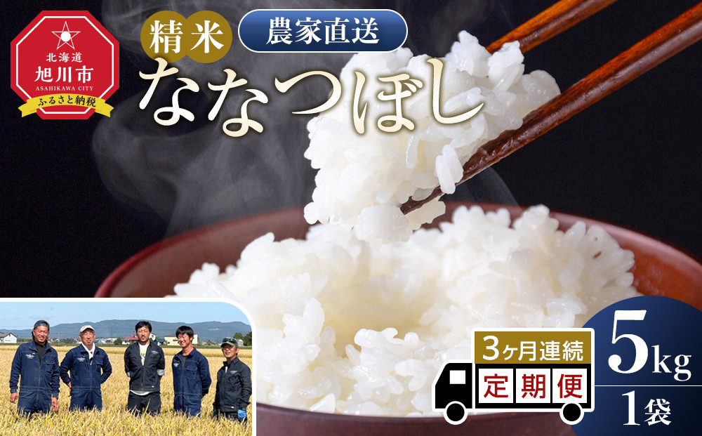 【定期便】ななつぼし精米5kg 令和7年産 3ヶ月毎月発送_05300
