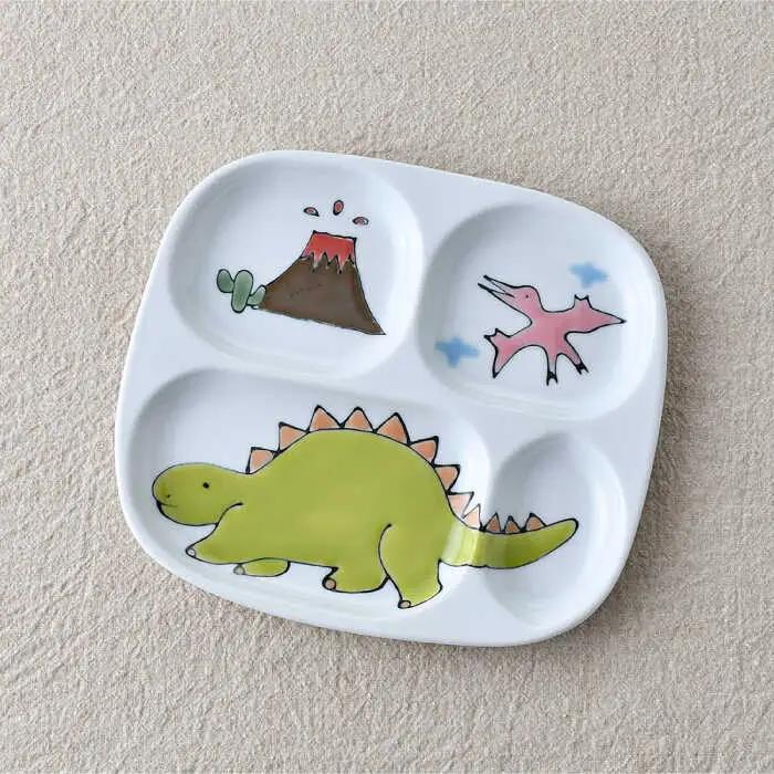【波佐見焼】子ども食器 4点セット「ステゴサウルス」食器 皿【大新窯】[DC132] 波佐見焼