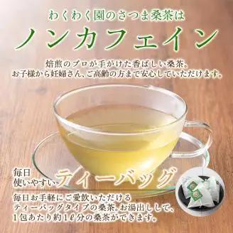 a045 国産！わくわく園桑茶いきいきセット(ティーバッグ)有機栽培の桑を焙煎のプロが手がけた香ばしいノンカフェイン桑茶を6袋合計180パックお届け【わくわく園】