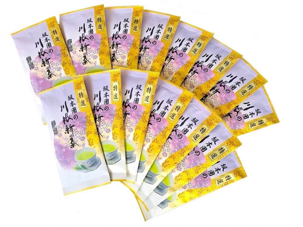 新茶 静岡川根茶　特選新茶100g×15本　全体像