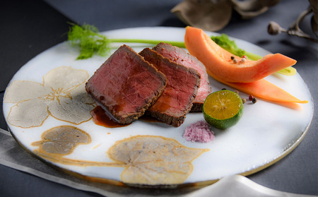 つづるガラスアート　ゆうなの花　平丸皿　HAKU｜ 1枚