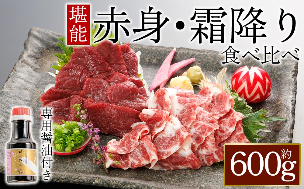 赤身 霜降り馬刺し 食べ比べセット 各300g 計600g 専用醤油付き 桜屋 肉 人気 美味しい 小分け 新鮮 特産品 ヘルシー 高タンパク おすすめ 冷凍 お中元 御歳暮 おつまみ プレゼント 贈答用 熊本県 阿蘇市