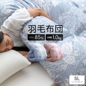 大牟田市生産 羽毛掛け布団 色・柄おまかせ シングルロング 羽毛量1.0kg【1553821】