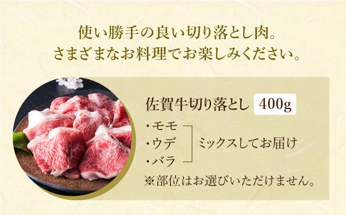 ＜特選＞佐賀牛 切り落とし（約400g）【肉の三栄】 [HAA017]