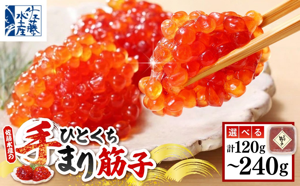 
                  【選べる内容量】佐藤水産 ひとくち手まり筋子 60g 化粧箱入り ( 2個 計120g / 3個 計180g / 4個 計240g ) （ 筋子 すじこ 魚卵 海鮮 魚介 秋鮭 秋サケ 鮭 サケ 贈り物 ギフト 国産 北海道産 冷凍 北海道 豊富町 ）
                