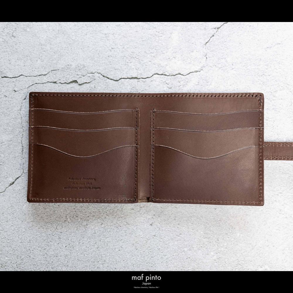 maf pinto (マフ ピント) 二つ折り財布 スナップボタン付き ダークブラウン レザー 本革 日本製