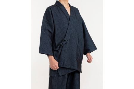 作務衣 厚織刺子作務衣 【青龍】 作務衣 榛地織物