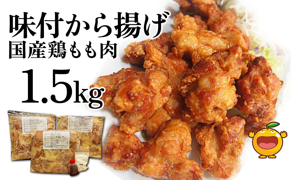 国産鶏もも 肉味付 唐揚げ 500g×3袋(合計1.5kg） からあげ屋 鳥いちのから揚げ 弁当 おかず お惣菜 大分県産 九州産 津久見市 国産【tsu000901】