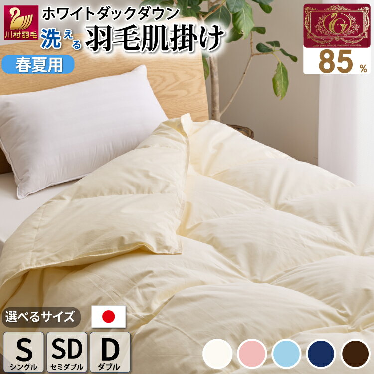 【ふるさと納税】洗える！羽毛肌掛け布団【選べるサイズ・色】春夏用 ホワイトダック85% シングル セミダブル ダブル ダウンケット 羽毛布団 日本製 [川村羽毛 山梨県 韮崎市 20743064] 掛け布団 布団 ふとん 羽毛 肌掛け ダウンケット 寝具 夏用 レビューキャンペーン