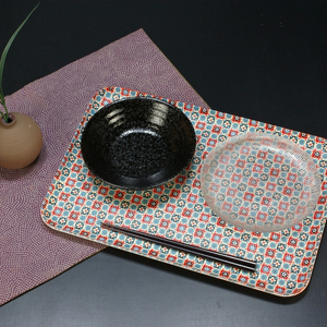 タツクラフト 友禅和紙トレー M 33cm 2枚セット 花入り格子 【Tk314】