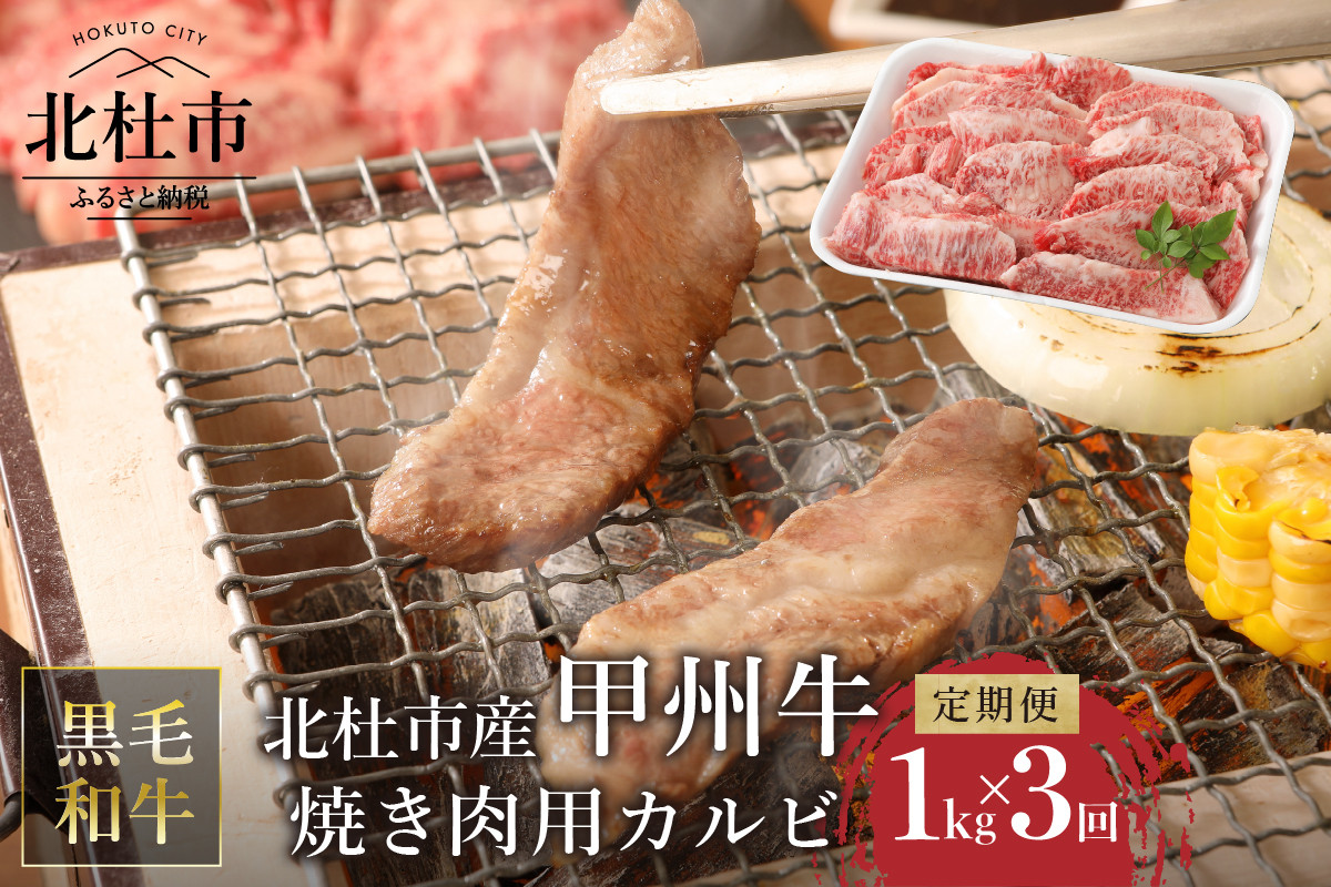 
【3ヶ月定期便】山梨県北杜市産 甲州牛 焼肉用カルビ 1kg
