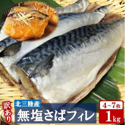 ふるさと納税 普代村 【訳あり】 さば 北三陸産 無塩 鯖フィレ 1kg (4〜7枚入)  真空パック入り