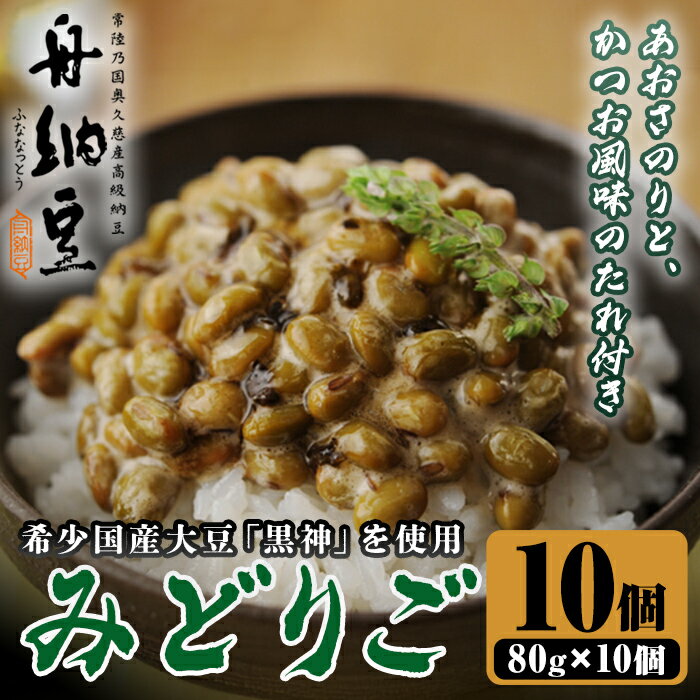 【ふるさと納税】舟納豆 みどりご 800g（80g×10パック） 茨城 大豆 高級 納豆 なっとう 舟納豆 小粒 個包装 たれ 付 ごはんのお供 個包装 ギフト 冷蔵 みどりご 【株式会社舟納豆】【ho1536】