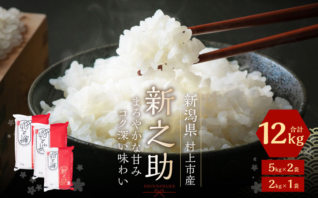 
                  【令和7年産米】新潟県村上市岩船産新之助12kg　B4030
                