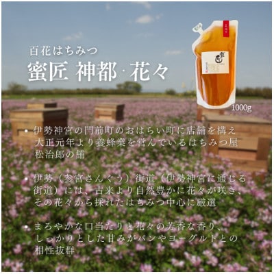 国産百花はちみつ 1000g(エコパック)と蜜キレボトルセット　創業110年の老舗養蜂場の蜜匠が厳選【1511390】