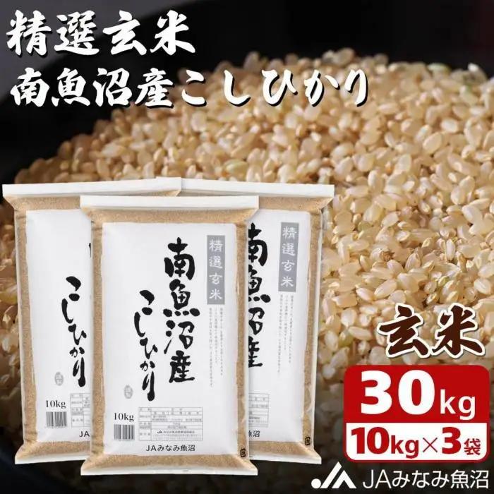 【令和7年】南魚沼産こしひかり 精選玄米 30kg（10kg×3袋） ｜玄米