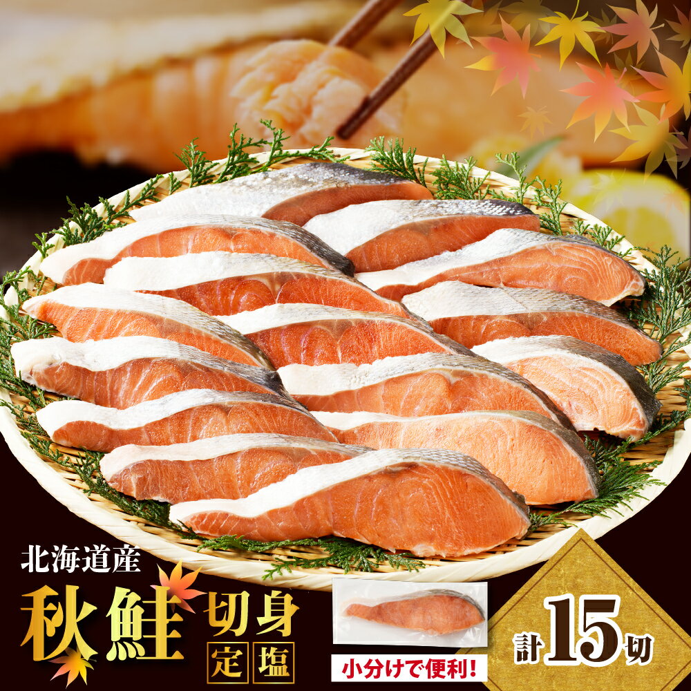 【ふるさと納税】＼ レビューキャンペーン ／ 鮭 定塩鮭 秋鮭 切身 80g × 15切 計1.2kg / 鮭 塩鮭 サケ さけ しゃけ シャケ ブランド鮭 個包装 塩漬 魚 魚介 焼き魚 焼魚 ムニエル 切り身 大容量 真空パック 海鮮 海の幸 海産物 国産 冷凍 北海道産 えりも町