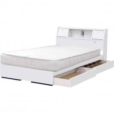 ふるさと納税 知立市 【組立付き】K333ダブルベッド(ホワイト)ポケットコイルマットレス付(1297)