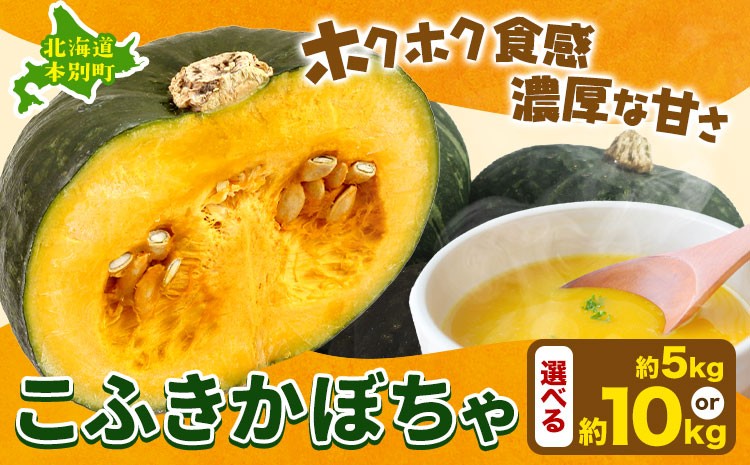 
                  【先行予約】こふき かぼちゃ 南瓜 選べる 約5kg 3~4玉 約10kg 6～8玉《2026年9月下旬-10月下旬頃出荷》高橋賢三 送料無料 北海道 本別町 北海道 十勝 本別町産 かぼちゃ 栗かぼちゃ パンプキン ホクホク 野菜
                