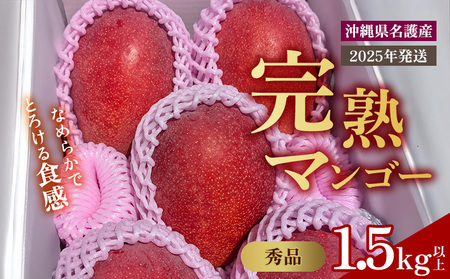 【2025年 先行予約】とろける完熟マンゴー 秀品 1.5kg以上 生産者直送 秀品 先行予約 沖縄 甘味 糖度 濃厚 おいしい お土産 まんごー アーウィン ギフト プレゼント 果実 くだもの 果物 ふるさと納税 送料無料 トロピカル 名護市 フルーツ