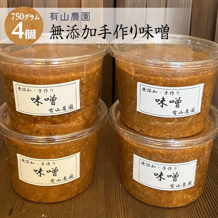 【ふるさと納税】有山農園の無添加手作り味噌750g×4パック｜味噌 特産品 発酵食品 美味しい お味噌汁 出汁 無添加 手作り 人気 身体に優しい神奈川県 座間市 ※離島への配送不可