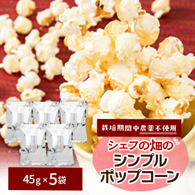 【ふるさと納税】栽培期間中、農薬を使わず自家栽培　シェフの畑のシンプルポップコーン　5袋(45g×5袋)与謝野町産豆【1604133】