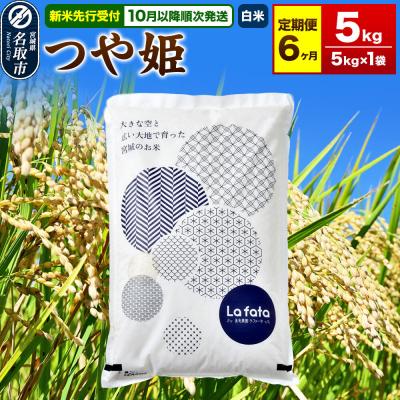 ふるさと納税 名取市 10月以降発送 定期6ヶ月 つや姫 5kg×1袋 令和8年産|21_lft-200506