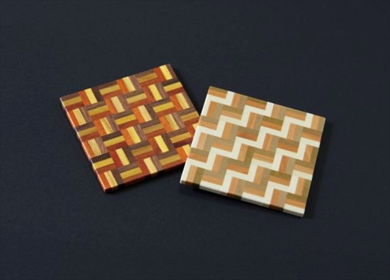 【箱根寄木細工　無垢四角コースター2枚セット　3積層】【 コースター 神奈川県 小田原市 】 142069_CW065
