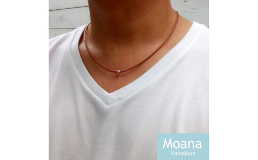 【メンズ】シルバー＆牛革チョーカー  Natural Brown