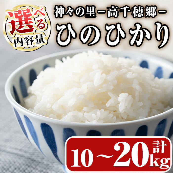 【ふるさと納税】＜内容量が選べる！＞＜令和6年産＞神々の里 高千穂郷ひのひかり(計10～20kg) 米 白米 精米 国産 ご飯 ブランド米【NK006・NK007】【宮崎県農業協同組合　高千穂地区本部】