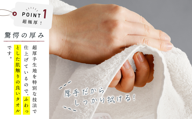 【お試し】極厚ハンドタオル 3枚 ホワイト 泉州タオル 005A682