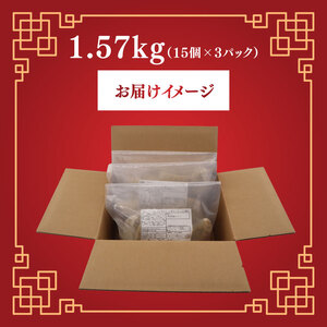 肉餃子 手包み ジャンボ 餃子 45個 冷凍 15個 × 3パック 【 餃子 】