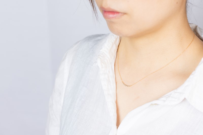 0.2ct K18YGアーチネックレス HY-8
