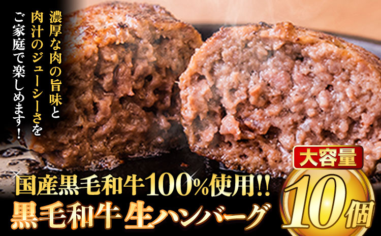 ハンバーグ 大容量 10個 クール便 黒毛 和牛 100% 生ハンバーグ 《30日以内に出荷予定(土日祝除く)》 黒毛和牛 冷凍 牛肉 牛 ビーフ ハンバーグ 牛肉100% 黒毛和牛ハンバーグ
