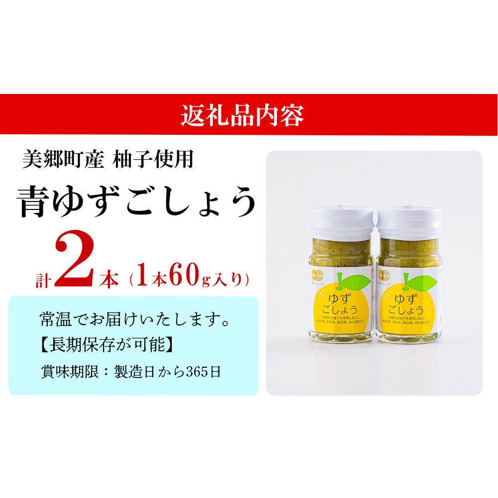 調味料 青ゆずごしょう 60g×2本 セット [農林産物直売所 美郷ノ蔵 宮崎県 美郷町 31ab0104] 青唐辛子 柚子 ゆず 塩 唐辛子 柚子胡椒 ギフト 調味料 宮崎県産　 産 国産 送料無料