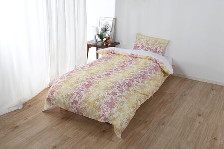 三河産　綿100％和晒し　120本ガーゼ掛けふとんカバー_コンビピンク【G0582】