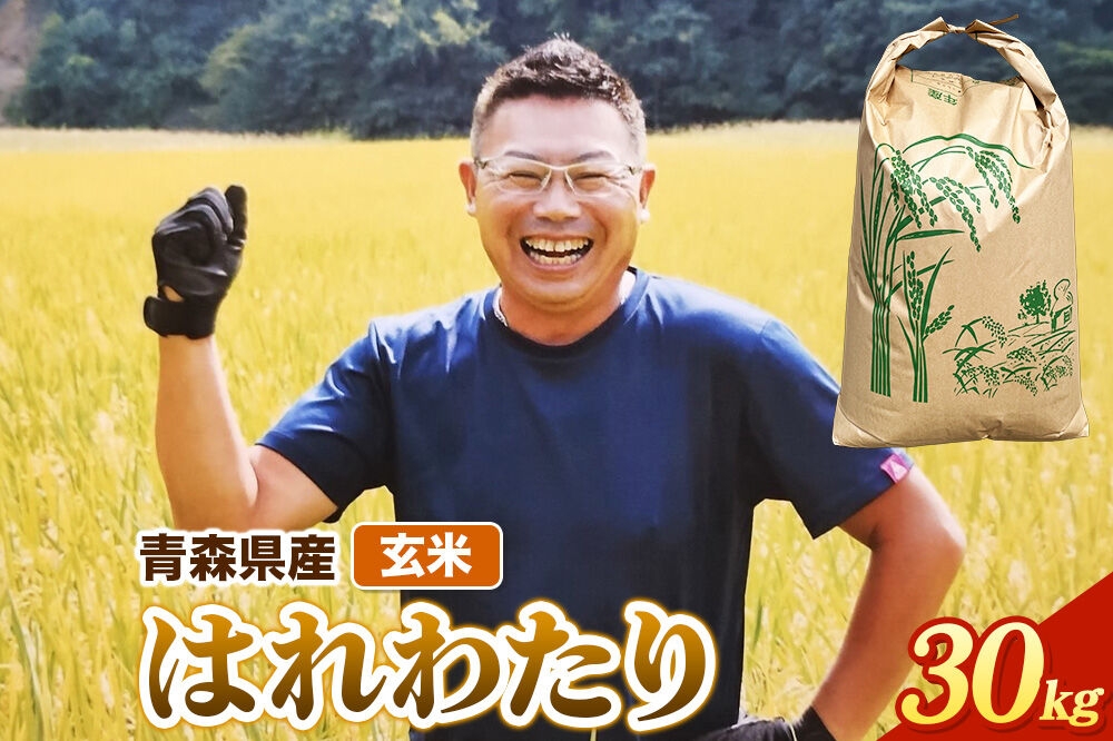 
                  玄米 青森県産 はれわたり 令和7年産 30kg (30kg×1袋）十和田市産 [青森 はれわたり 米 お米]
                