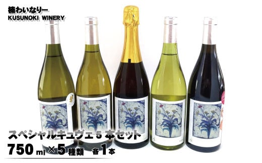 [No.5657-3764]スペシャルキュヴェ5本セット（750ml×5種類 各1本）《楠わいなりー》