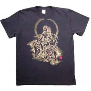 手描きTシャツ 仏画 普賢菩薩 黒 (半袖 XLサイズ)【1615124】